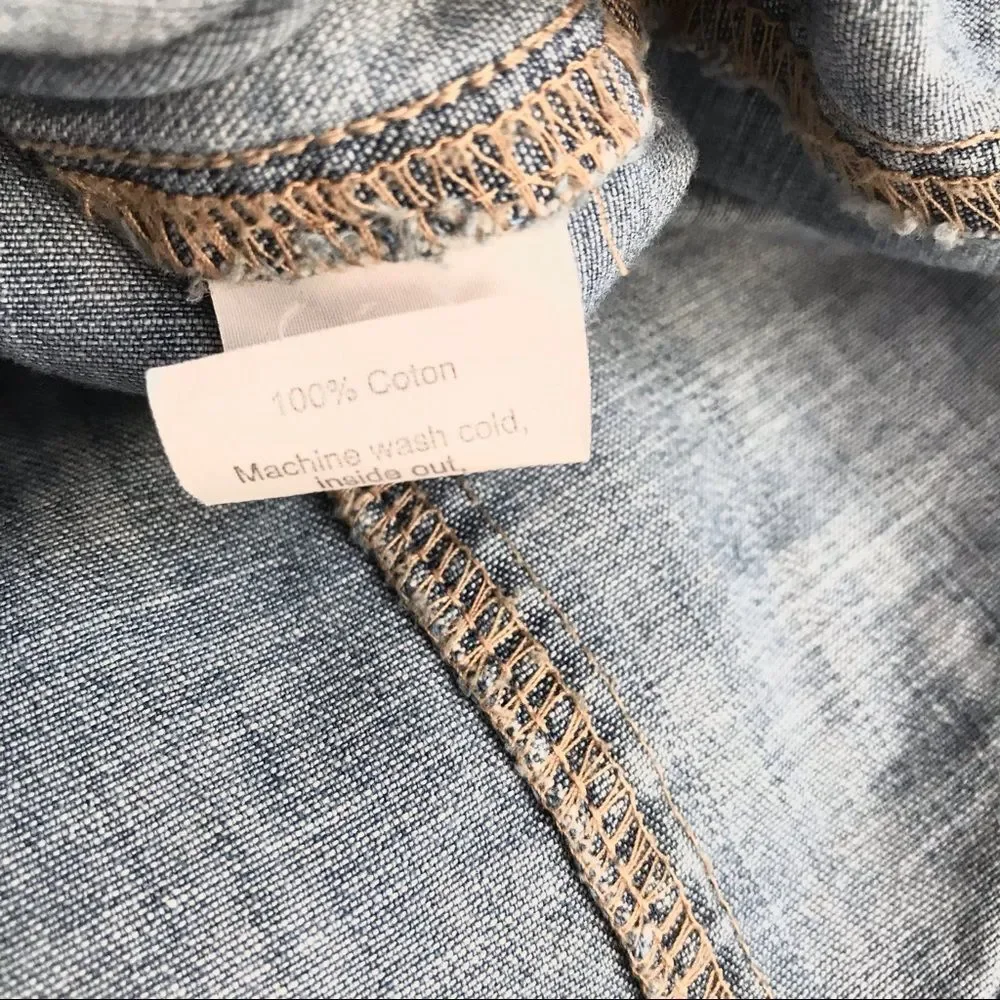 J. Crew Western Denim Snap Front Buttondown Shirt Women's Size Extra Small XS